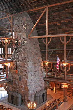 Old Faithful Inn fireplace, Yellowstone National Park