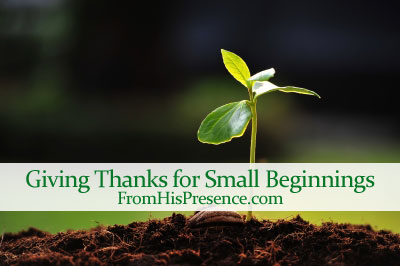 giving thanks for small beginnings