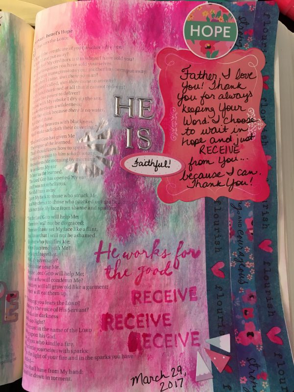 Bible journaling by Jamie Rohrbaugh | A Heart that Receives Illustrated Faith April 2017 DaySpring devotional kit