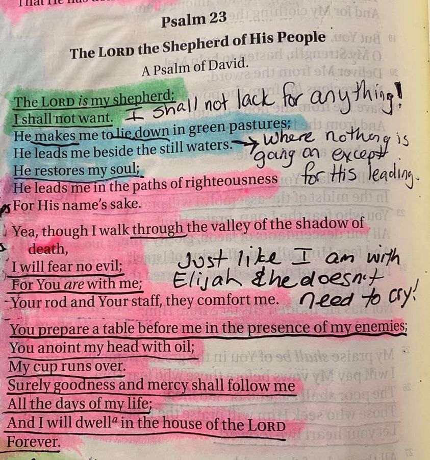 Psalm 23 color-coded by Jamie Rohrbaugh | FromHisPresence.com