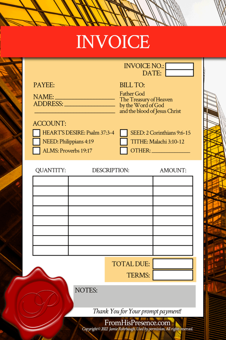 How To Invoice the Treasury of Heaven - with Free Sample Invoice!