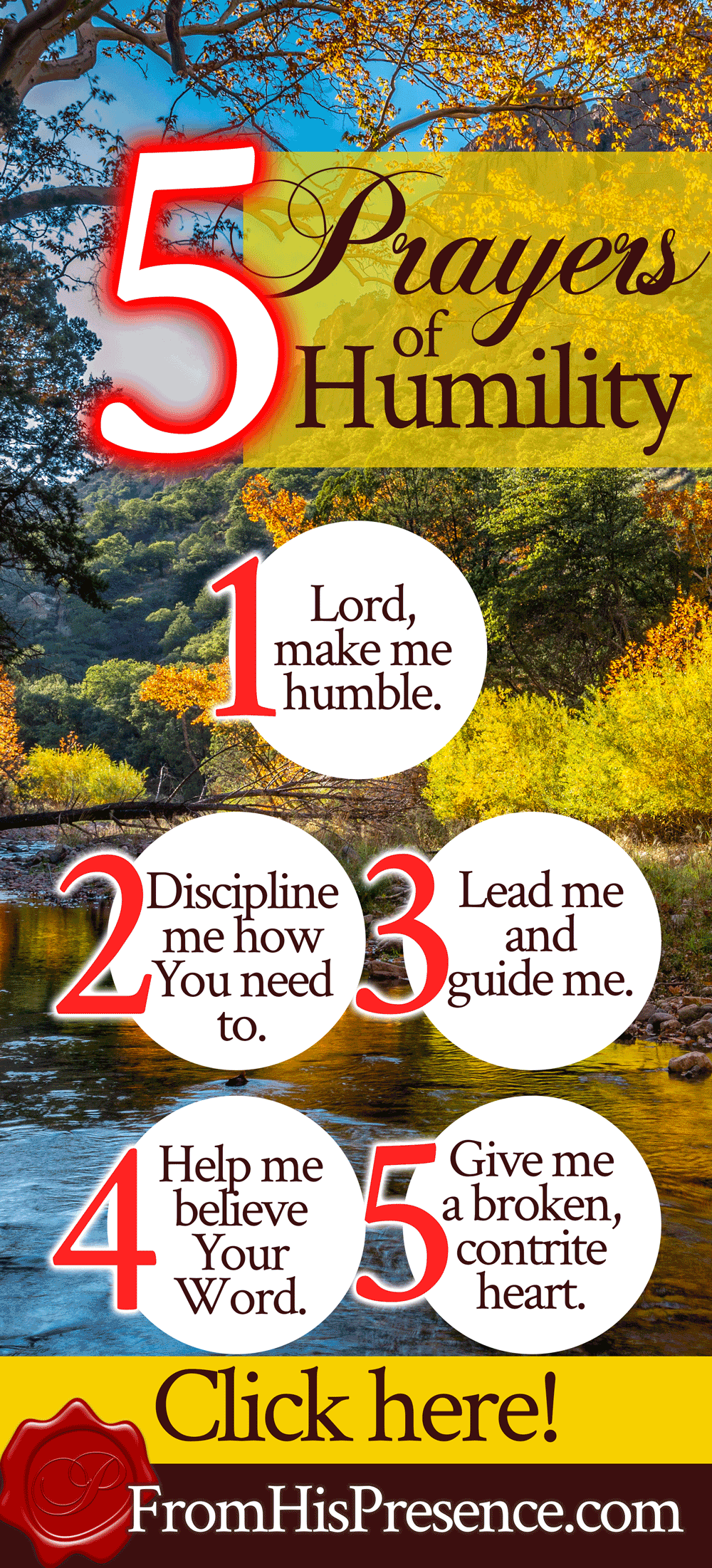 5 Prayers of Humility | Infographic | by Jamie Rohrbaugh | FromHisPresence.com