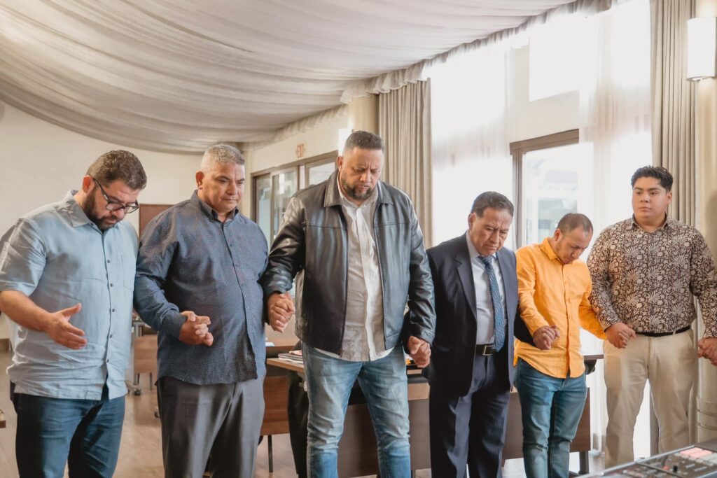 Pastors joining together to pray, Day 1.